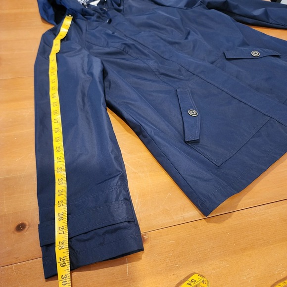 Susan Graver Rain Jacket Coat Womens Large Navy Blue Nautical Zip Hood Outdoor - Picture 11 of 14